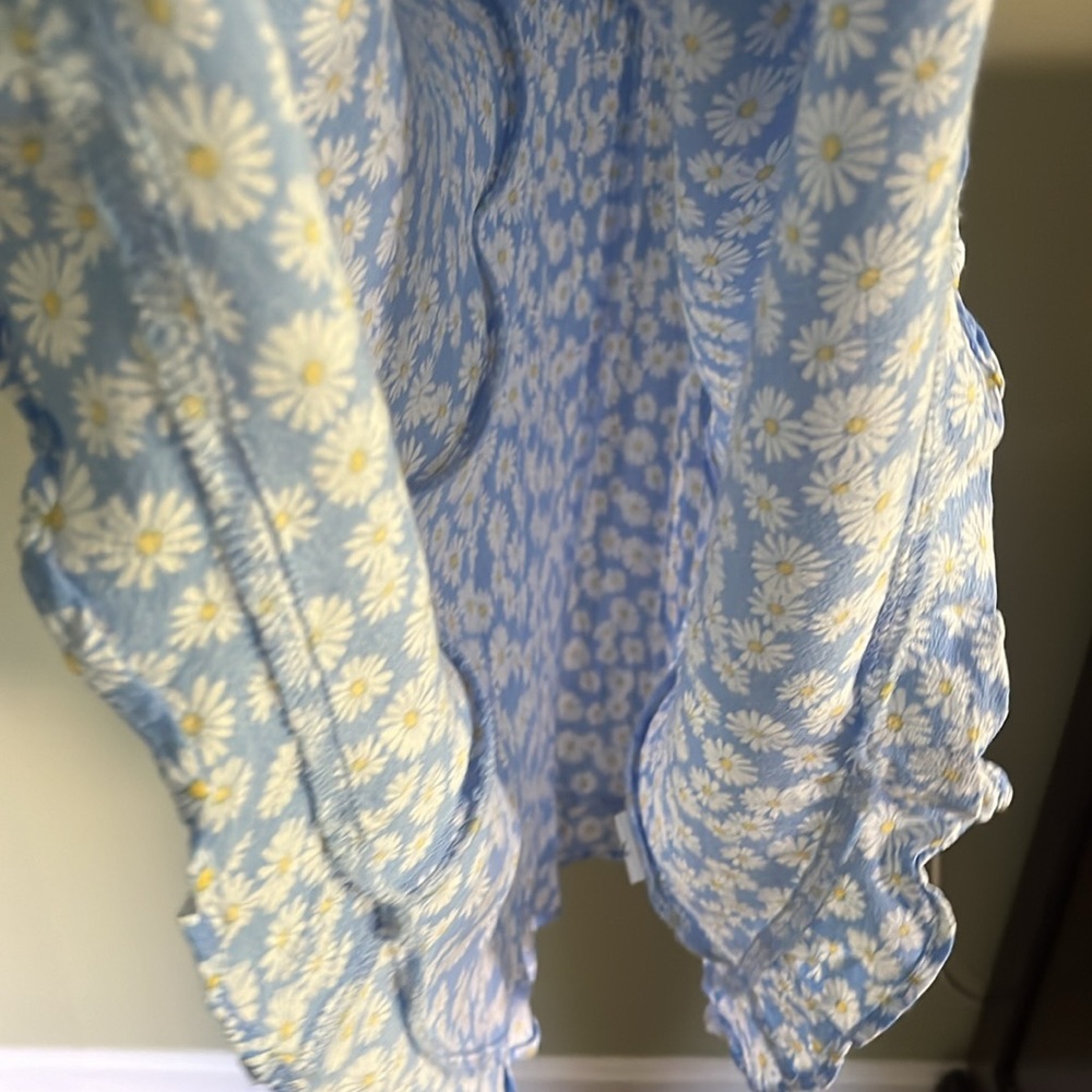 Women’s Forever 21 Sleeveless Blue, Ivory, & Yellow Sunflower Sundress. Size M. - Picture 9 of 11